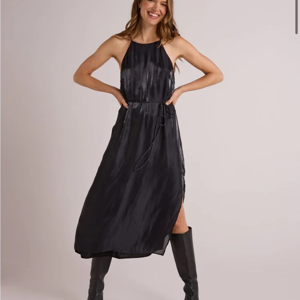 Bella Dahl Halter Neck Slip Dress in Black Shimmer